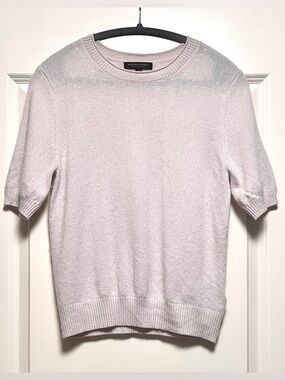 Banana Republic Cashmere Short Sleeve Sweater Quiet Luxury Soft Rare Pearl M